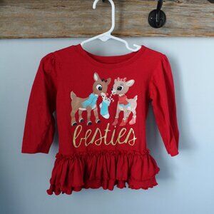 🍁5/$25🎃 Rudolph Size 2T Long Sleeve Shirt Christmas Holiday